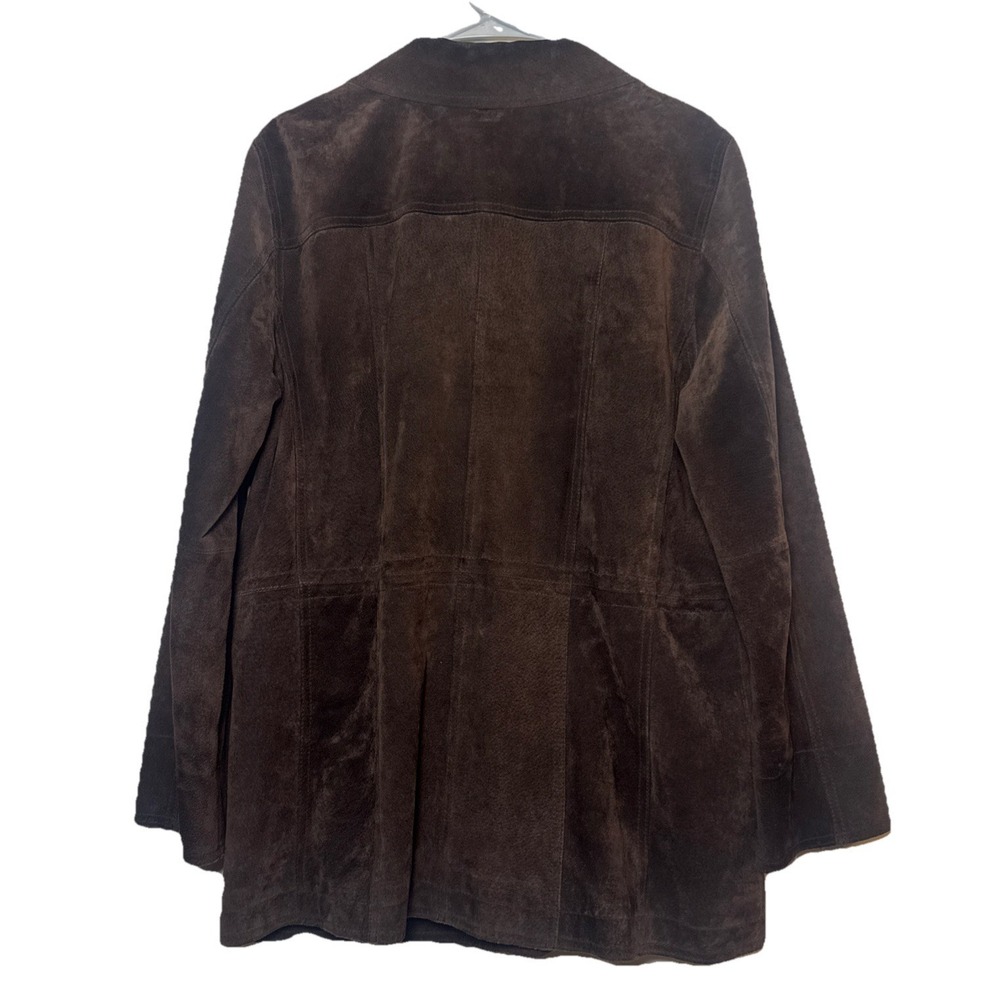 VTG Liz Claiborne Brown Suede Leather Jacket Women XL Snap Distressed Utility - Picture 8 of 8